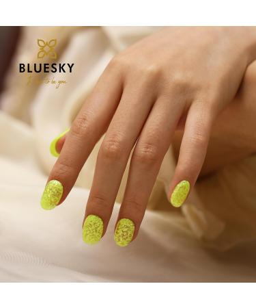 Bluesky Gel Nail Polish 10ml Glitter Neon 05 Yellow Glitter Gel Nail Polish for 21 Day Manicure Professional Salon & Home Use Requires Curing Under LED UV Nail Lamp - Buy Online on GoSupps.com