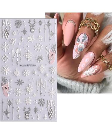 3D Christmas Nail Stickers 4 Sheets 5D Self-Adhesive Embossed Nail Decal Snowflake Elk Nail Art Decoration Design Supplies - Buy Online on GoSupps.com