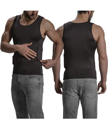RevelWear Men's Scoop Neck Tank Top with Insulin Pump Holder - Black Large - Perfect for Running, Walking, Cycling & Gym - Buy Online on GoSupps.com