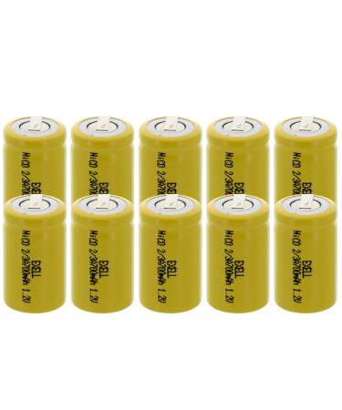 10x Exell 2/3A Size 1.2V 700mAh NiCD Rechargeable Batteries with Tabs for high power static applications (Telecoms UPS and Smart grid) electric mopeds meters radios RC devices electric tools