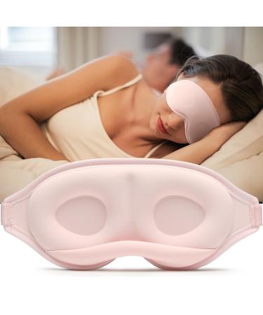 Sleep Mask for Women Men Breathable Eye Mask with Adjustable Strap 3D Contoured Cup Light Blocking Sleep Masks Blackout Eye Covers for Sleeping Traveling Yoga Nap Pink