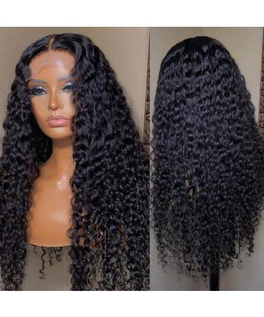 Glueless Lace Front Wigs Human Hair Pre Plucked with Baby Hair Water Wave Human Hair Wigs for Black Women Transparent Lace Curly Wigs Deep Water Wave Lace Closure Wigs Full Enough Hair(22inch,4x4 Lace Wig) 4x4 lace wig 22 …