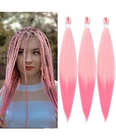 Ancient lichen 32 inch 3-packs braided hair art hair braids hair for braid box braids art hair for single-braid synthetic braided hair extensions (32 inches 613-pink#) 81cm-32 inch (3-pack) 613-pink#