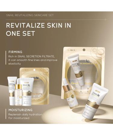 Snail Mucin Travel Skincare Set - 3 in 1 Gold Serum Eye Cream & Moisturizer | Improve Skin Elasticity & Minimize Pores | International Shipping Available - Buy Online on GoSupps.com