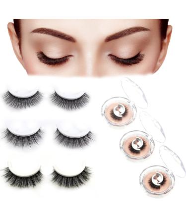 CHNLML Reusable Self-adhesive Eyelashes Self Adhesive Eyelashes Reusable Self Sticking False Eyelashes No Glue with Natural Look 3 Pairs(6PCS)Three Different Types Waterproof Long Style Lashes for Women