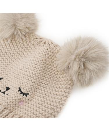 XYIYI Baby Kids Winter Warm Knit Hat with Crochet Fur Pom Beanie Cap - Bear Khaki | 6-24 Months Boys Girls - Buy Online on GoSupps.com