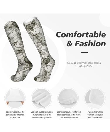 Buy Retro Hand-Drawn Compression Socks for Men & Women | 15-20 mmHg Circulation Support for Running & Cycling - Buy Online on GoSupps.com