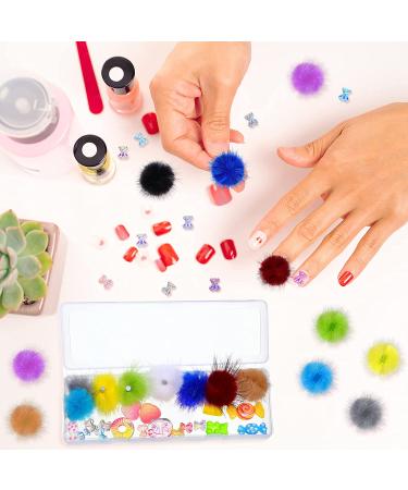 30-Piece Nail Decoration Charms Set: Fluffy Pom Balls, Cute Bear, Candy Resin Charms - Buy Online on GoSupps.com