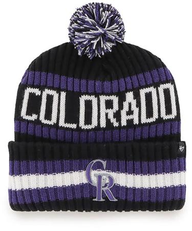 '47 Colorado Rockies Mens Womens Bering Cuff Knit Stretch Fit Black Team Color Logo Beanie