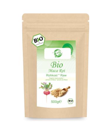 Curly superfood red Maca powder organic from Peru 500g - controlled biological cultivation hand -harvested raw food quality & laboratory testing - Bio Maca powder red filled in Germany - Buy Online on GoSupps.com