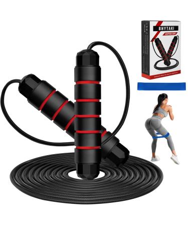 Jump Rope, Adjustable Jump Ropes for Fitness, Skipping Rope for Men Women Gift One Resistance Band, Tangle-Free Rapid Speed Jumping Rope for Kids with Ball Bearings, Jumprope for Home School Gym