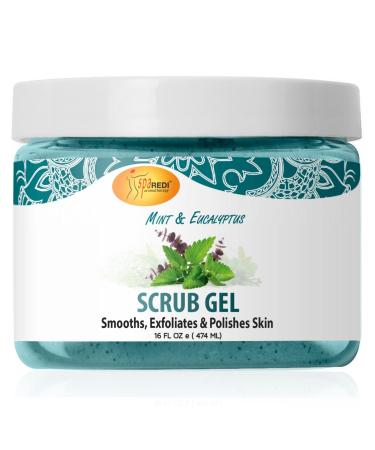 SPA REDI Exfoliating Scrub Pumice Gel Mint and Eucalyptus 16 oz - Manicure Pedicure and Body Exfoliator Infused with Hyaluronic Acid Amino Acids Panthenol and Comfrey Extract Mint and Eucalyptus 16 Fl Oz (Pack of ...