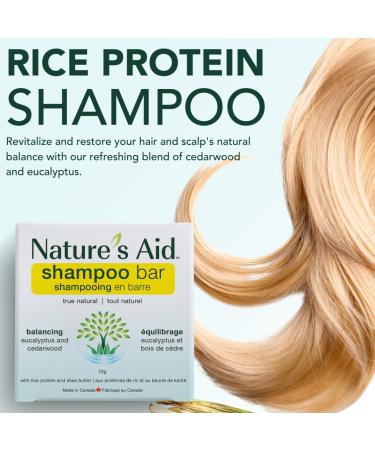 Nature's Aid Balancing Natural Rice Water Shampoo Bar for Hair Growth Strengthening & Thickening Shampoo for All Hair Types. Natural Lather and Salon Quality. Vegan. Made in Canada. (Cedarwood Eucalyptus) 72g - Buy Online on GoSupps.com