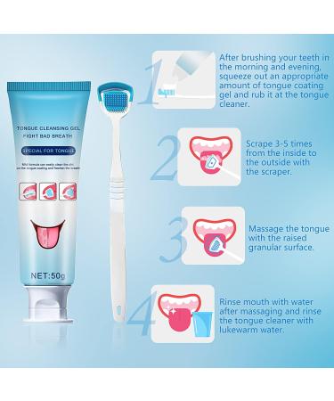 Fresh Mint Tongue Cleaner Gel Set with Brush - Oral Care Kit for Bad Breath Removal - Buy Online on GoSupps.com