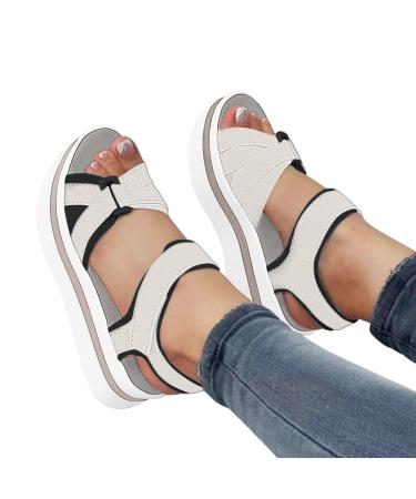 Pacienjo casual plateau sandals with an open toe area - casual hiking sandals with a thick sole for women |Flat sandals with a low sole and adjustable straps for beach shopping 40 EU gray