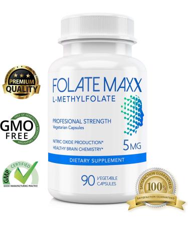 FolateMaxx 5mg L-Methylfolate Professional Active Folate 90 Capsules - Non-GMO, Gluten Free, Methyl Folate 5-MTHF - 90 Count - Buy Online on GoSupps.com