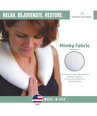 Herbal Concepts Aromatherapy Horse Shoe Shaped Microwaveable Wrap Made of Organic Flaxseed  Yarrow  & Chamomile for Neck | Neck Wrap Relieves Stress & Pain | Available in Olive - Buy Online on GoSupps.com
