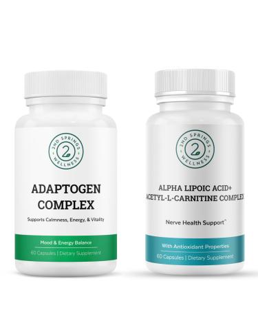 2nd Springs ALA & ALC Complex + Adaptogen Complex Bundle | Energy Resilience Cognitive Function Metabolism Focus & Daily Wellness