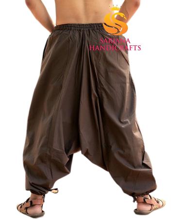 SARJANA HANDICRAFTS Men's Cotton Harem Yoga Pants - Brown | One Size Genie Boho Baggy Style - Buy Online on GoSupps.com