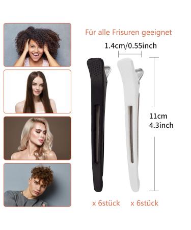 12 Piece Hair Clamps Set - Black & White Slipproof Hair Clips for Women | No-Trace Hairpins for Cutting & Styling - Buy Online on GoSupps.com