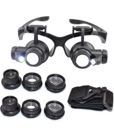 Lightweight Magnifying Glass with Led Light 10 Times 15 Times 20 Times 25 Times High-Definition Binocular Head-Mounted Magnifier Used for Repaiclocks and Reading Lofty Ambition - Buy Online on GoSupps.com