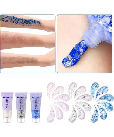Bowen Body Glitter Gel - Long-Lasting Carnival Face & Hair Makeup | Festival Party Sparkling Gel in 3 Colors (3 Bottles) - Buy Online on GoSupps.com