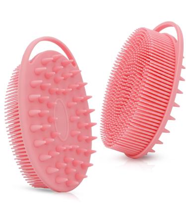Upgrade 2 in 1 Bath and Shampoo Brush Silicone Body Scrubber for Use in Shower Exfoliating Body Brush Premium Silicone Loofah Head Scrubber Scalp MassagerBrush Easy to Clean (1PC Pink) - Buy Online on GoSupps.com