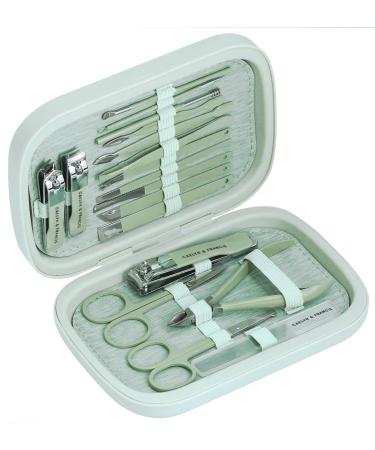CAELYN & FRANCIS 18Pcs - Manicure Set - Nail Clippers - Manicure Set for Women - Nail Clippers Set for Men - Gift for Wife Girlfriend and Parents (Mint Green)