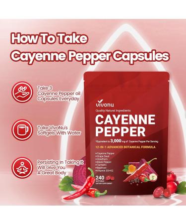 Cayenne Pepper Supplement Supports Leg Vein Heart and Blood Vessel Health with Turmeric Cinnamon Vitamin E D3 K2 & Extracts of Grape Seed Hawthorn Beetroot Berberine and Other (240 Capsule) - Buy Online on GoSupps.com