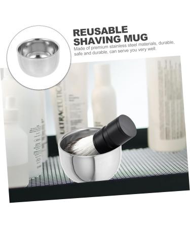 Mobestech Beard Brush Bowl Razor - Premium Shaving Cup for Wet Shaving | Steel & Aluminum - 7.2x7.2x5cm Silver - Buy Online on GoSupps.com