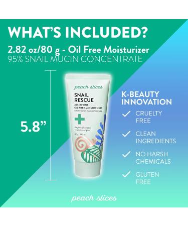 Peach Slices Snail Rescue Face Moisturizer - 95% Snail Mucin, Lightweight Hydration - 2.82 oz - Buy Online on GoSupps.com