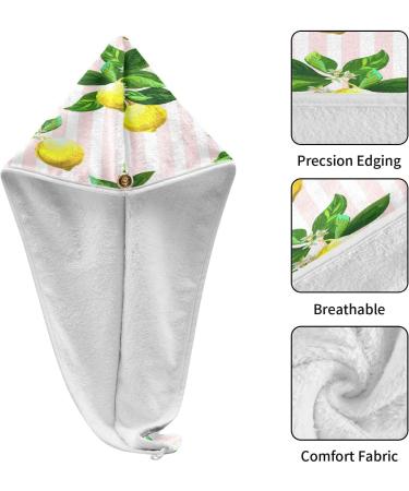 Lemon Stripe Dry Hair Cap & Quick Dry Towel Set | Super Absorbent Soft Comfortable | Shop Internationally - Buy Online on GoSupps.com