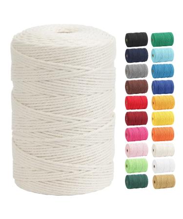 Macrame Cord 4mm x 240yd | 100% Natual Cotton Macrame Rope | 3 Strand  Twisted Cotton Cord for Handmade Plant Hanger Wall Hanging Craft Making