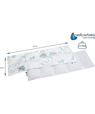 Medi Partners Cherry Core Pillow 60x20cm | 100% Cotton | Eco-Friendly Heat & Cold Therapy Pillow | Removable Cover | Large 5 Chamber Grain Pillow - Buy Online on GoSupps.com