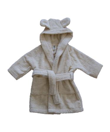 Leela Cotton Baby Children's Bathrobe Organic Cotton with Hood Terry Cloth 98-104 Natural