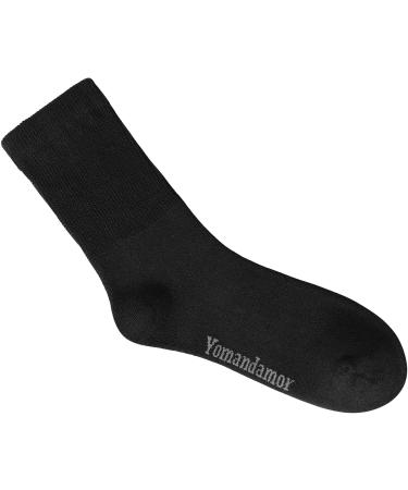 Yomandamor Women's Cushioned Crew Diabetic Socks - 4 Pairs Thick Non-Binding Top Boot & Dress Socks (Size 9-11) - Black - Buy Online on GoSupps.com