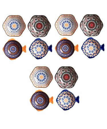 Milisten 12 Pcs Sauce Dish Ceramic Plate Old Fashioned Ceramics 10X10X3CMx3pcs Assorted Colorx3pcs