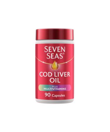 Seven Seas Cod Liver Oil Tablets Plus Multivitamins & 110 mg Omega-3 90 High Strength Capsules With Fish Oil Plus Vitamin D C B12 & B6 & A Folic Acid And Biotin With EPA & DHA