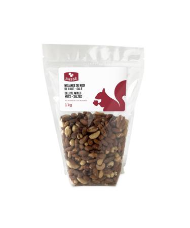 Bass Salted Deluxe Mixed Nuts - A Savory Blend of Roasted Almonds Cashews Hazelnuts with Pecans and Brazil Nuts (Roasted & Salted) - 1kg