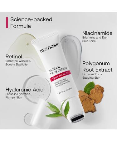 Neck Cream for Tightening and Firming: Hydrates, Lifts & Smoothes with Cooling Massaging Roller Applicator - with Retinol, Niacinamide & Hyaluronic Acid for Face, Neck & Chest, 1.7 OZ/50g 1.7 Ounce (Pack of 1) - Buy Online on GoSupps.com