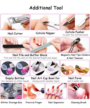 77 in 1 Acrylic Nail Kit Set - Professional Manicure Set with Nail Clipper, Brush, Dotting Pen, Rhinestone Decoration - Perfect for Valentine's Day! SHOP NOW! - Buy Online on GoSupps.com