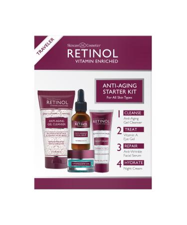 Retinol Anti-Aging Starter Kit   The Original Retinol For a Younger Look    4  Conveniently Sized Products Perfect For Travel or First Time Try   Cleanse  Treat  Repair & Hydrate On-The-Go