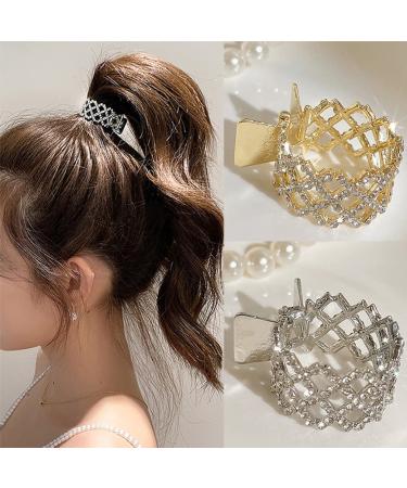 2 PCS Rhinestone Hair Claws Girl High Ponytail Clip Fixed Hairpin Claw Clip Advanced Sense Hair Fashionable Accessories Headwear for Women Girls Daughter Girlfriend