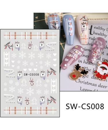 Christmas Nail Stickers 12 Sheets Self-Adhesive Nail Decal Cute Snowflake Elk Winter Nail Art Decoration Design Supplies - Buy Online on GoSupps.com