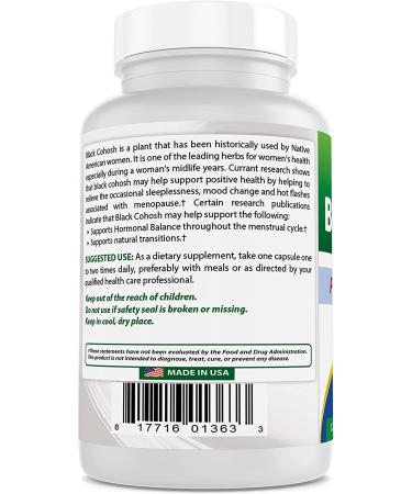 Best Naturals Black Cohosh 540mg 120 Capsules - Natural Menopause Support - 120 Count - Buy Online on GoSupps.com