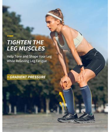 Cambivo Compression Stockings for Men & Women - 2 Pairs Supportive Socks for Running Travel Cycling - S-M Blue & Green - Buy Online on GoSupps.com