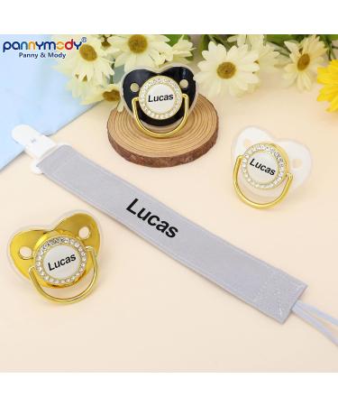 Personalized Baby Pacifiers & Clips Set 4 Pack with Names | Perfect Gift for Newborn Boys & Girls | Glittering Accessories (0-6 Months) - Ship Worldwide - Buy Online on GoSupps.com
