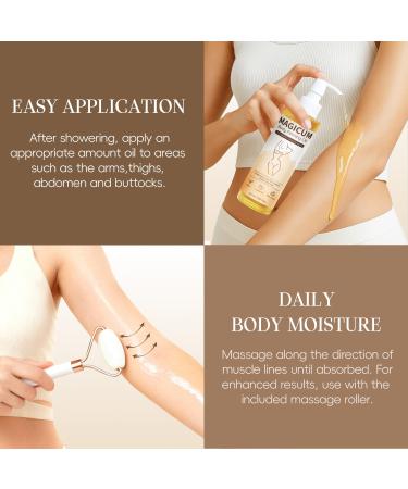 Magic Body Firming Oil After Shower Body Oils for Women with Massage Roller | Tighten, Hydrate, Crepe Erase, Anti Cellutite with DEFENSIL , Vitamin E & Natural Botanicals (5.07 fl.oz.) Camellia - Buy Online on GoSupps.com