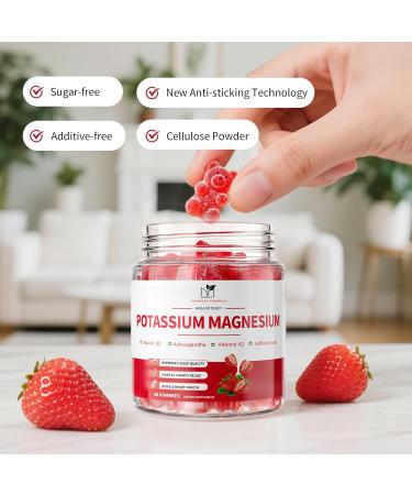 2 Pack Potassium Magnesium Gummies Sugar Free Potassium Supplement Magnesium Glycinate 500mg Ashwagandha Vitamins D3 C B6 Calcium & Zinc for Sleep Leg Cramps & Muscle Relaxation-120 Count Strawberry 60 Count (Pack of  - Buy Online on GoSupps.com