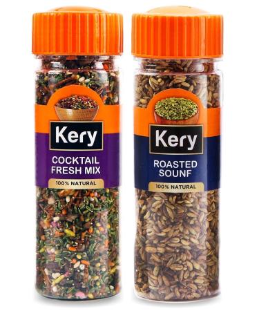 Kery Cocktail Fresh Mix Mukhwas & Roasted Saunf 2 Bottles 180g (Rajasthani Mouth Fresheners)_Packing May Vary